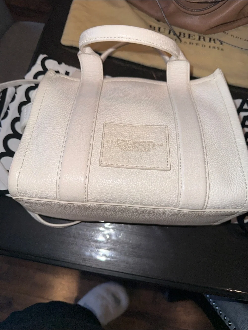 Marc Jacobs Cream The Tote Bag Pebbled Leather